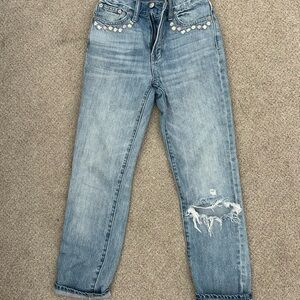 Madewell Embroidered Flower Jeans